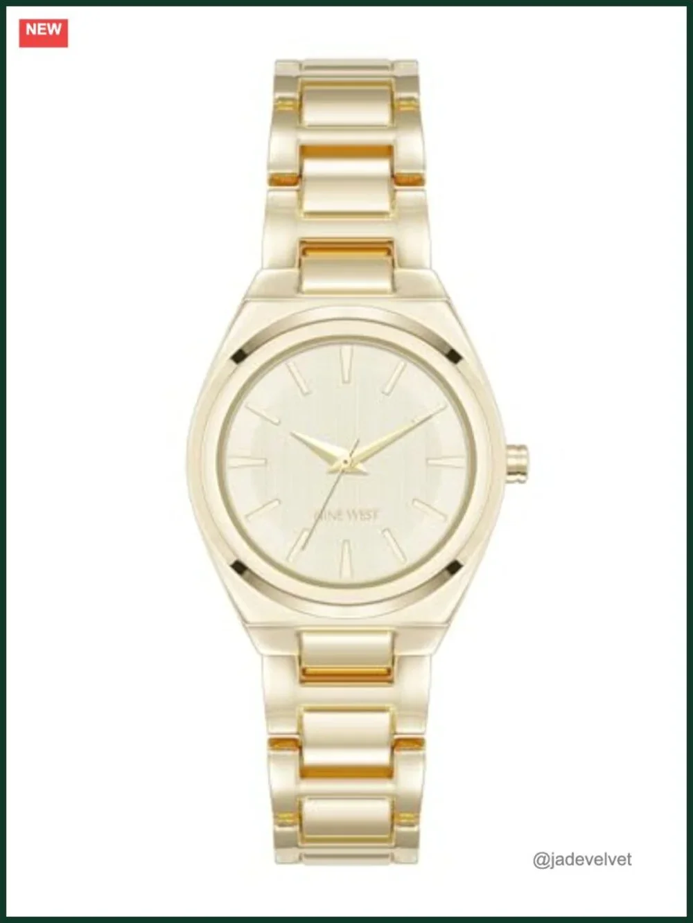 Nine West Women's Strap Watch Champagne Dial Gold Tone Bracelet